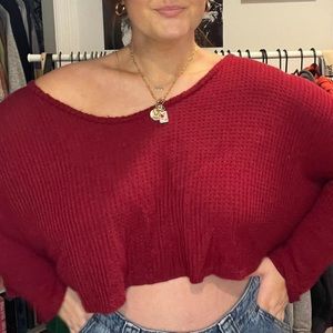 cropped red sweater
